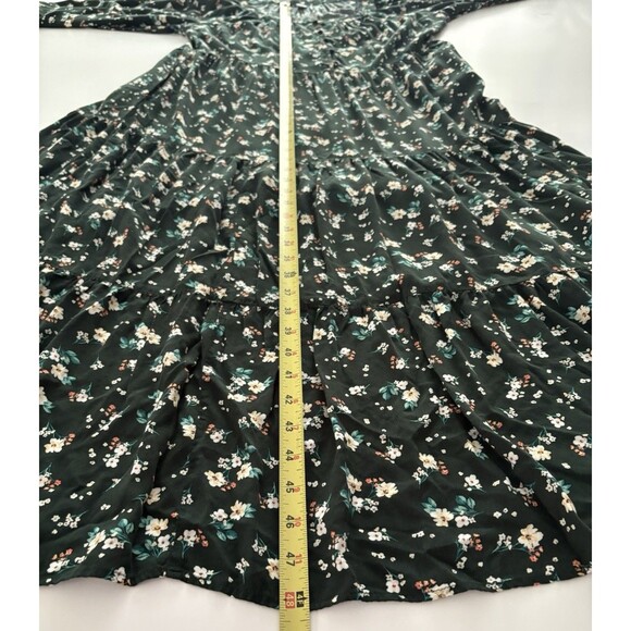 Old Navy Maxi Dress Size L Green Floral Tiered Prairie Forest Whimsigoth Modest - Picture 9 of 16